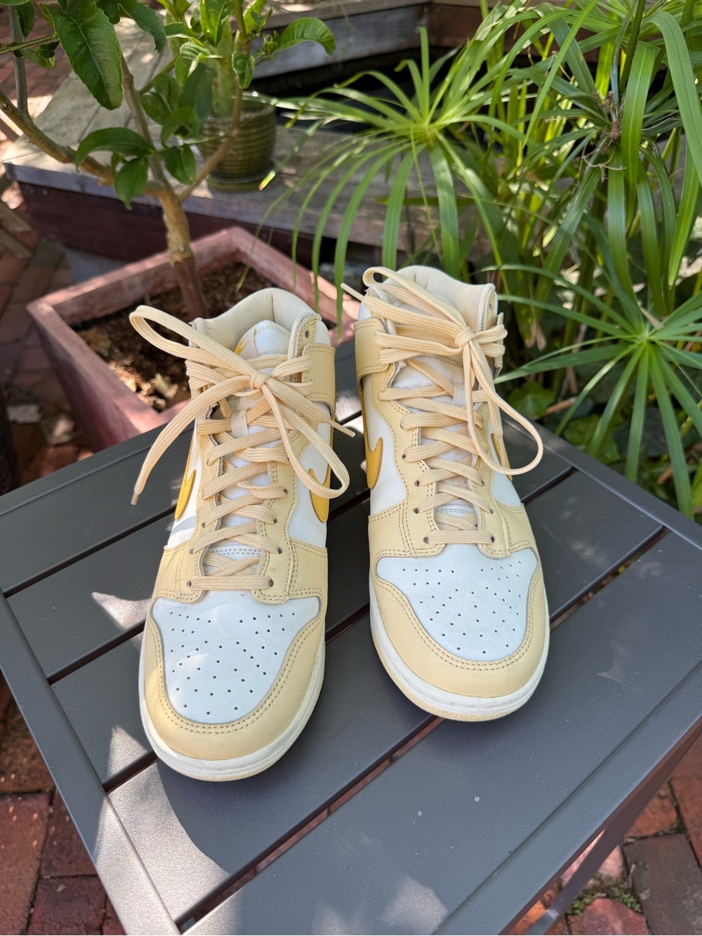 Nike High-Top Sneakers in Cream and Yellow - Picture 3 of 7